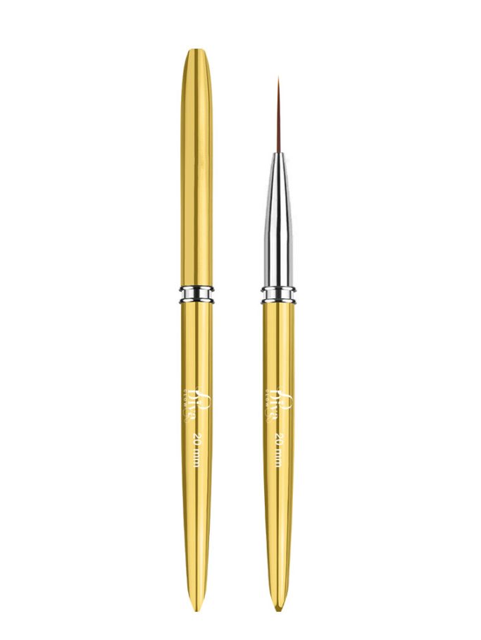 DIVA GLOW Nail Art Liner Brush 20mm – Gold Edition (White Print)