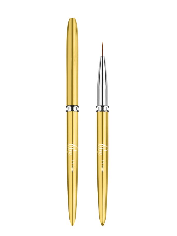 DIVA GLOW Nail Art Detail Brush 11mm – Gold Edition (White Print)