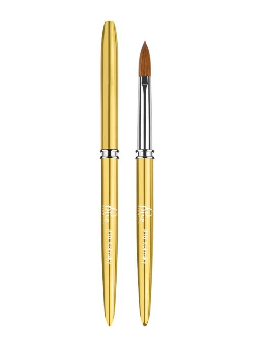DIVA GLOW Acrylic Nail Brush #10 – Gold Edition (White Print)